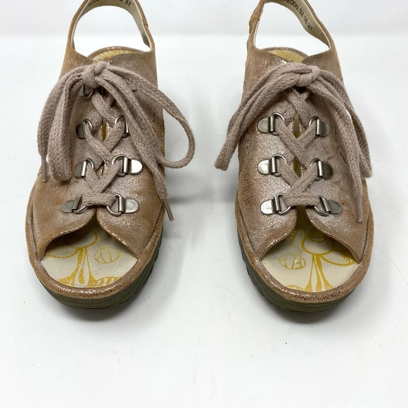 Fly London Ylfa Lace-Up Leather Platform Wedge Sandal - Picture 5 of 14